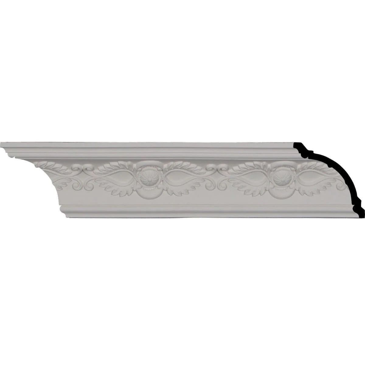 Logan Crown Moulding, 3 7/8"H x 3 3/4"P x 5 3/8"F x 94 1/2"L, (7 7/8" Repeat)