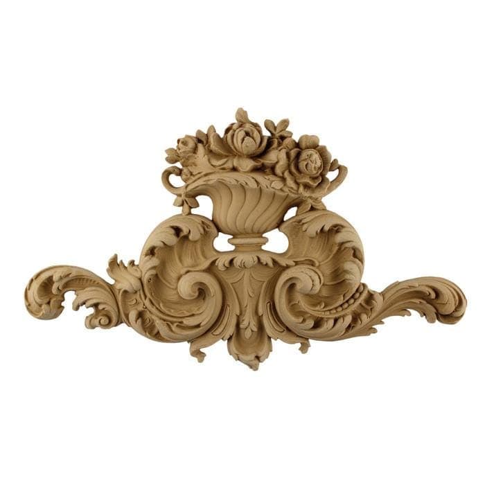 Louis XV Rococo Floral Basket Onlay, 15 1/4"w x 9"h x 1 1/4"d, Made To Order, Minimum Order Amount $300