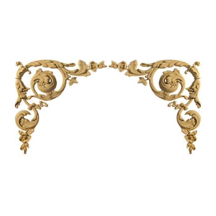 Louis XVI Spandrel Scrolls Onlay, 10"w x 10"h x 3/16"d, Made To Order, Minimum Order Amount $300