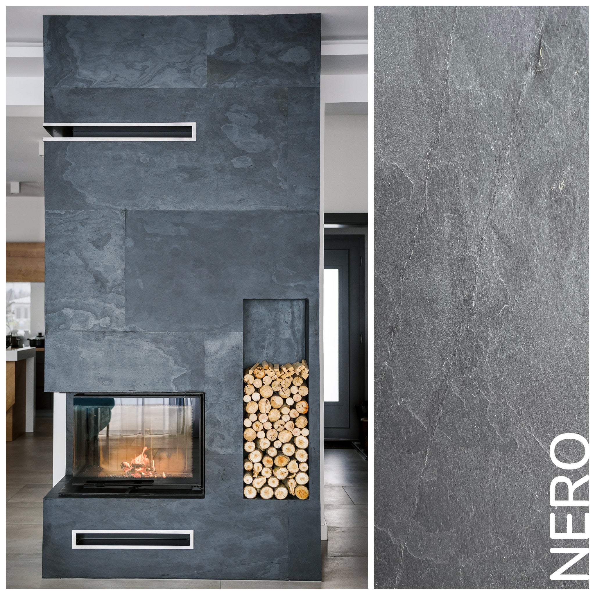 Nero, Natural Slate Veneer - Sample Sheet (11" L x 4" W) - Sold By Panel - Image 4