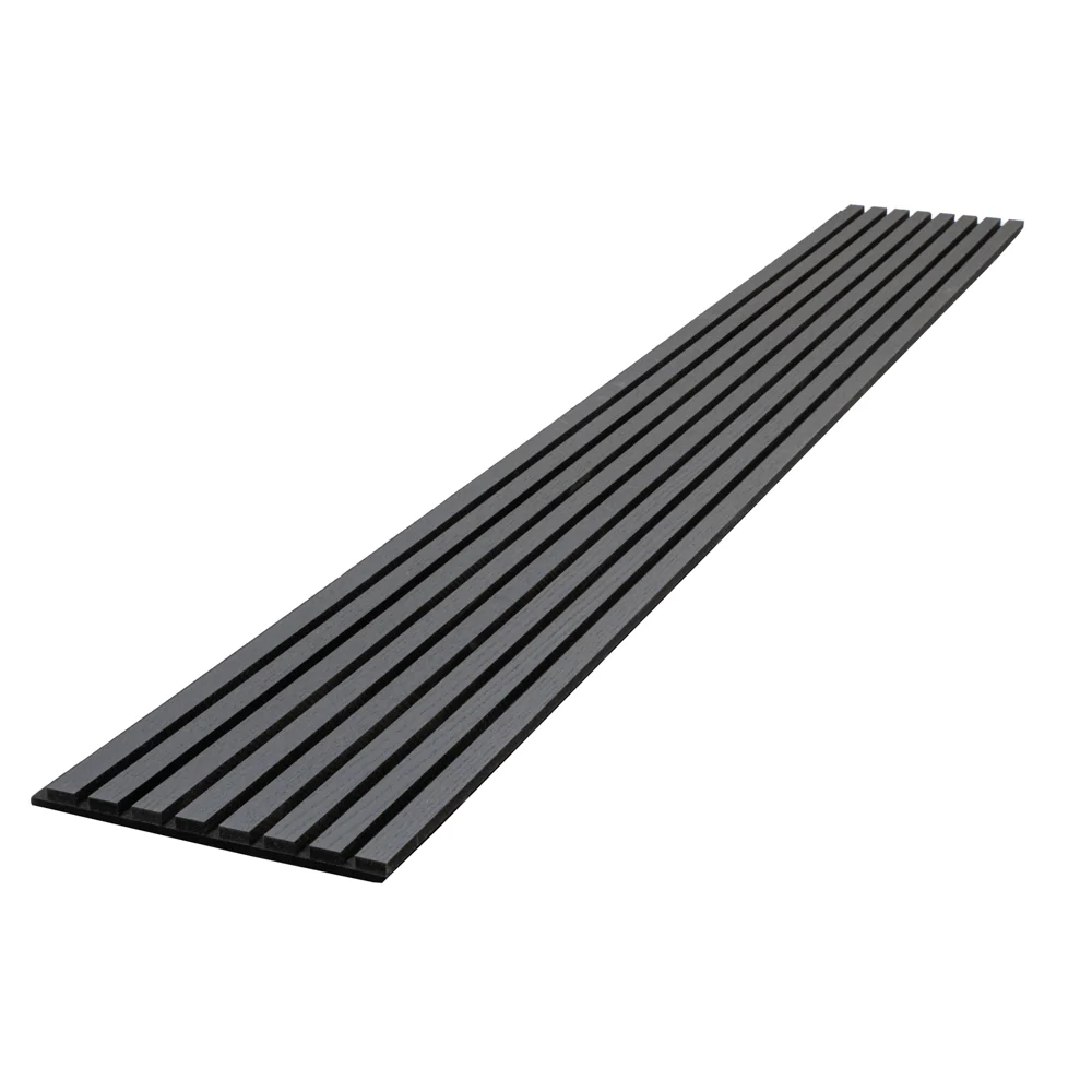 Matte Black Oak Acoustic Panel, Varnished Wood - ( 1" Wide Slats ) - Sold 2 Panels Per Carton - Image 4