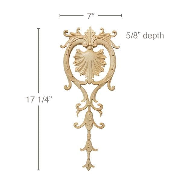 Med Acanthus Plume, 17 1/4"h x 7"w x 5/8"d