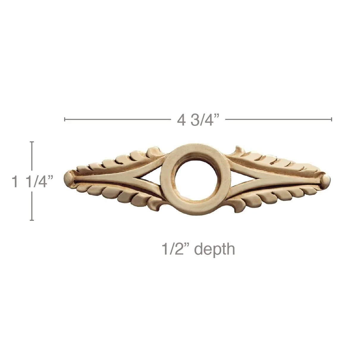 Medium Acanthus Center (Sold 4 per card), 4 3/4''w x 1 1/4''h x 1/2''d