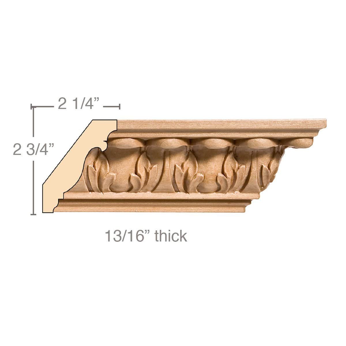 Medium Acanthus Crown (Repeats 2 1/2), 3 1/2''w x 13/16''d x 8' length, Resin is priced per 8' length