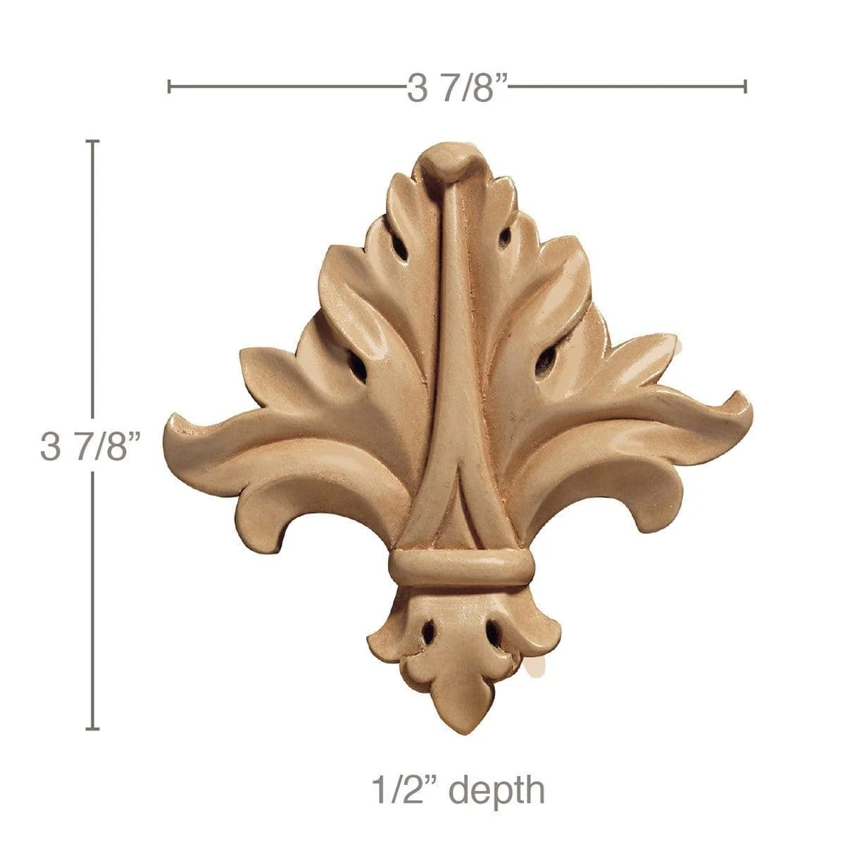 Medium Acanthus Leaf (Sold 4 per card), 3 7/8''w x 3 7/8''h x 1/2''d, Lindenwood