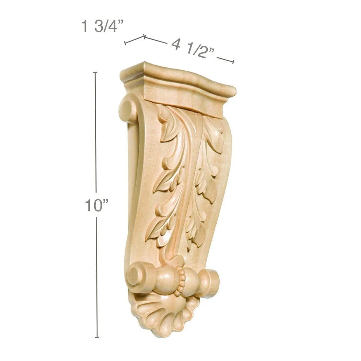 Medium Acanthus with Shell Corbel, 4 1/2''w x 10''h x 1 3/4''d