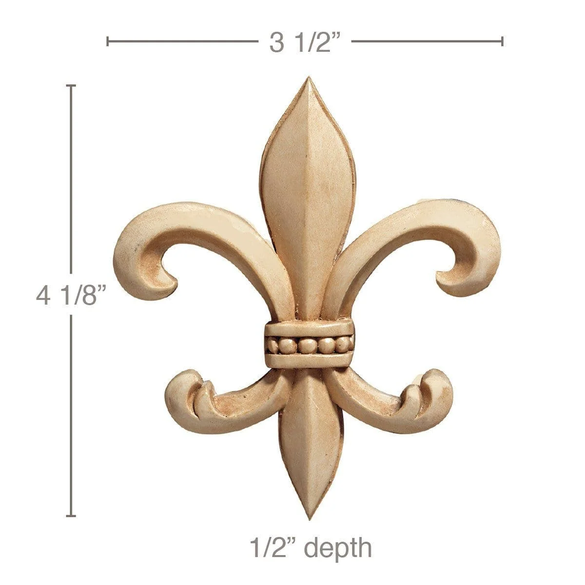 Medium Fleur de Lis (Sold 4 per card), 3 1/2''w x 4 1/8''h x 1/2''d