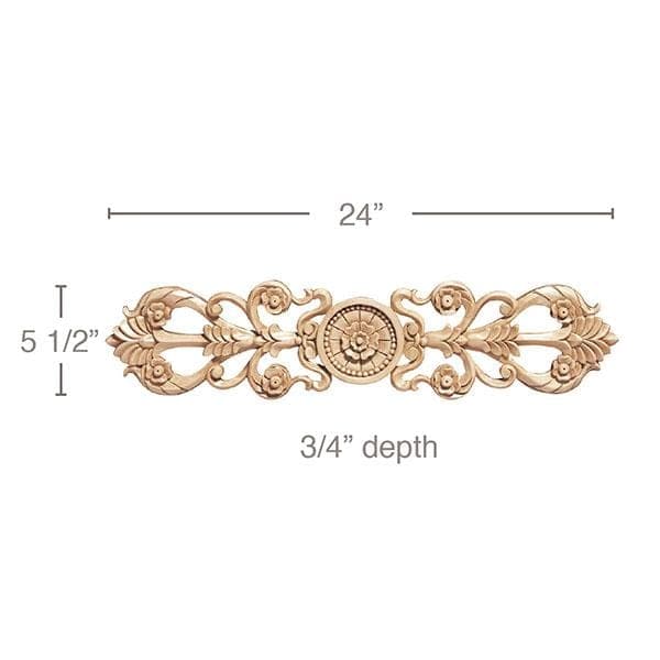 Medium Rosette with Scrolls, 24''w x 5 1/2''h x 3/4''d
