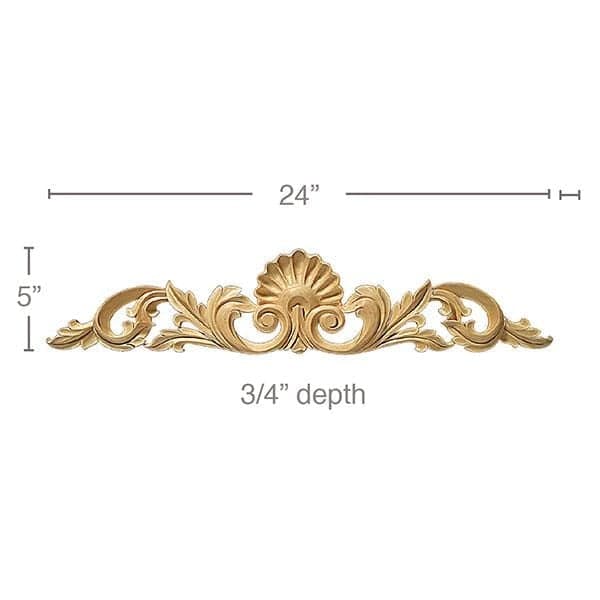 Medium Shell with Scrolls, 24''w x 5''h x 3/4''d
