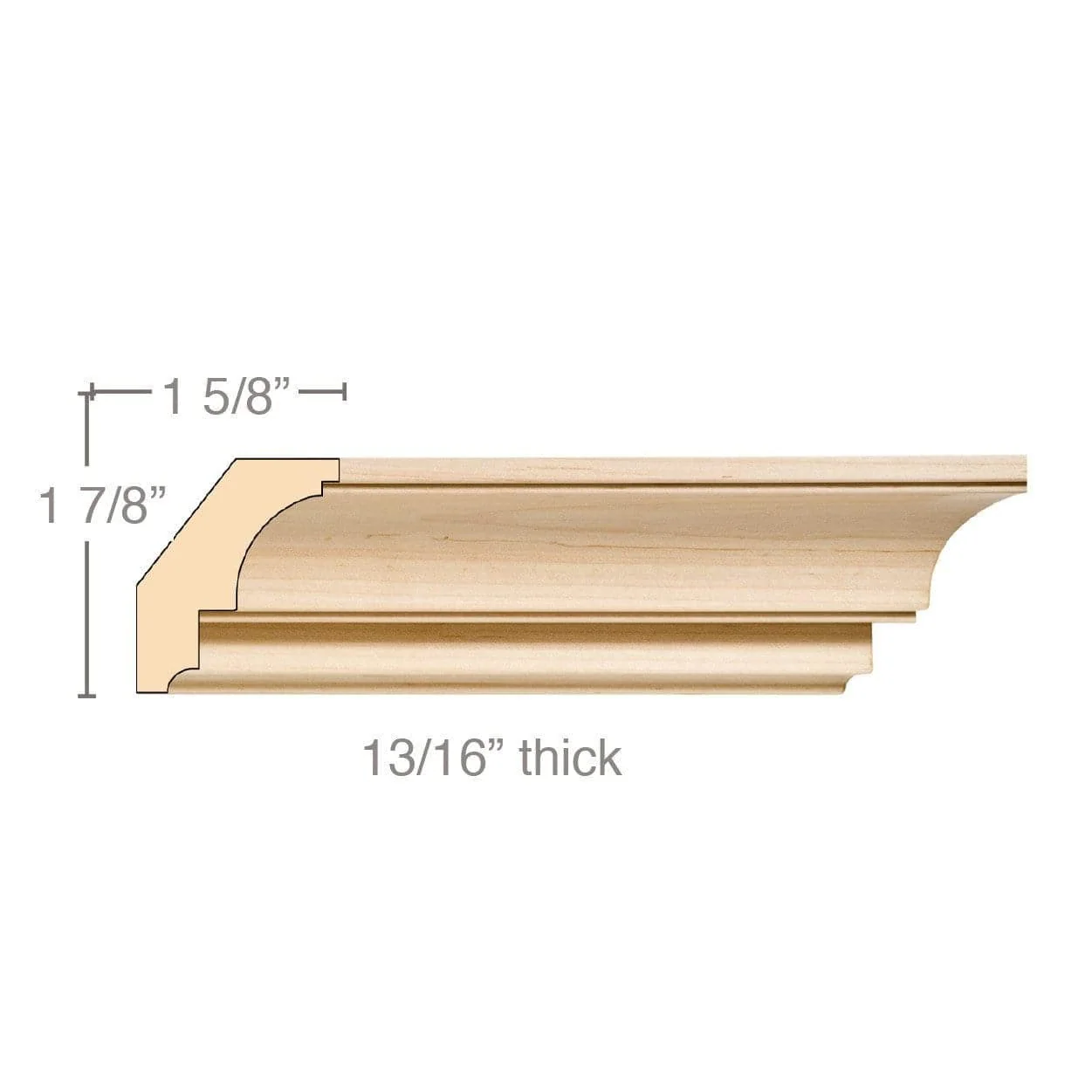 Medium Traditional Cove Crown, 2 1/2''w x 13/16''d x 8' length, Resin is priced per 8' length