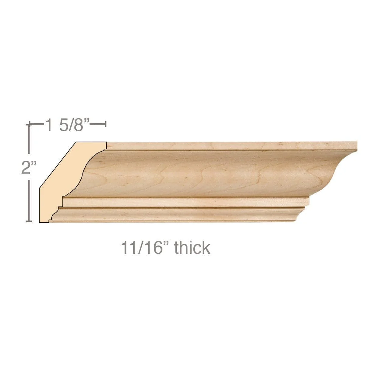 Medium Traditional Crown, 2 1/2''w x 11/16''d x 8' length, Resin is priced per 8' length