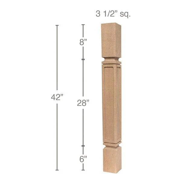 Mission Bar Column, 3 1/2"sq. x 42"h