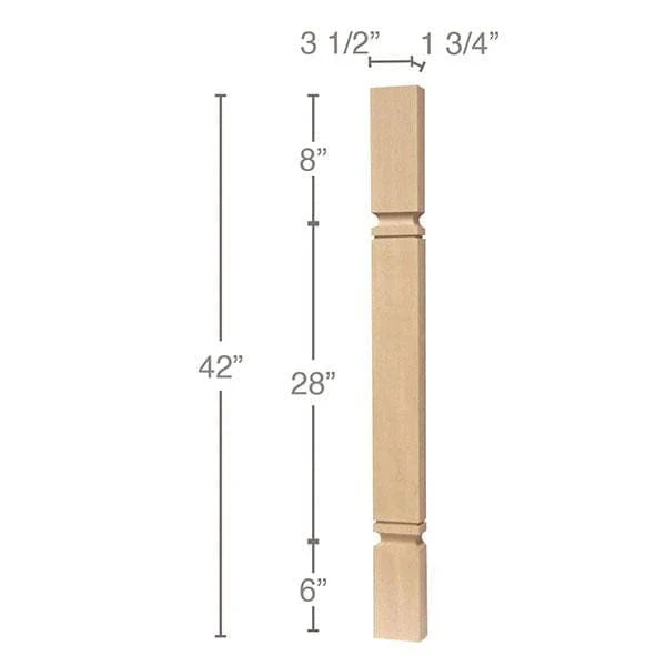 Mission Cam Bar Column, 3 1/2"sq. x 42"h