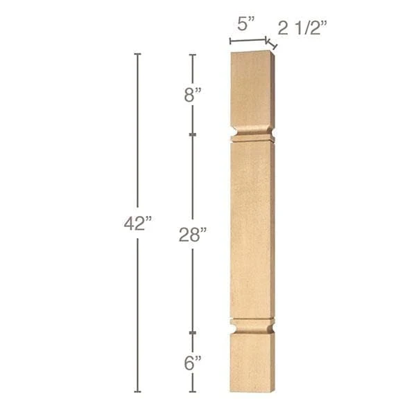 Mission Cam Bar Split Column, 5"w x 42"h x 2 1/2"d, 1 Pair