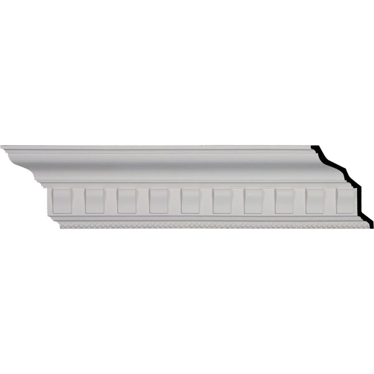 Nouveau with Bead Crown Moulding, 7 1/4"H x 5"P x 8 5/8"F x 94 1/2"L