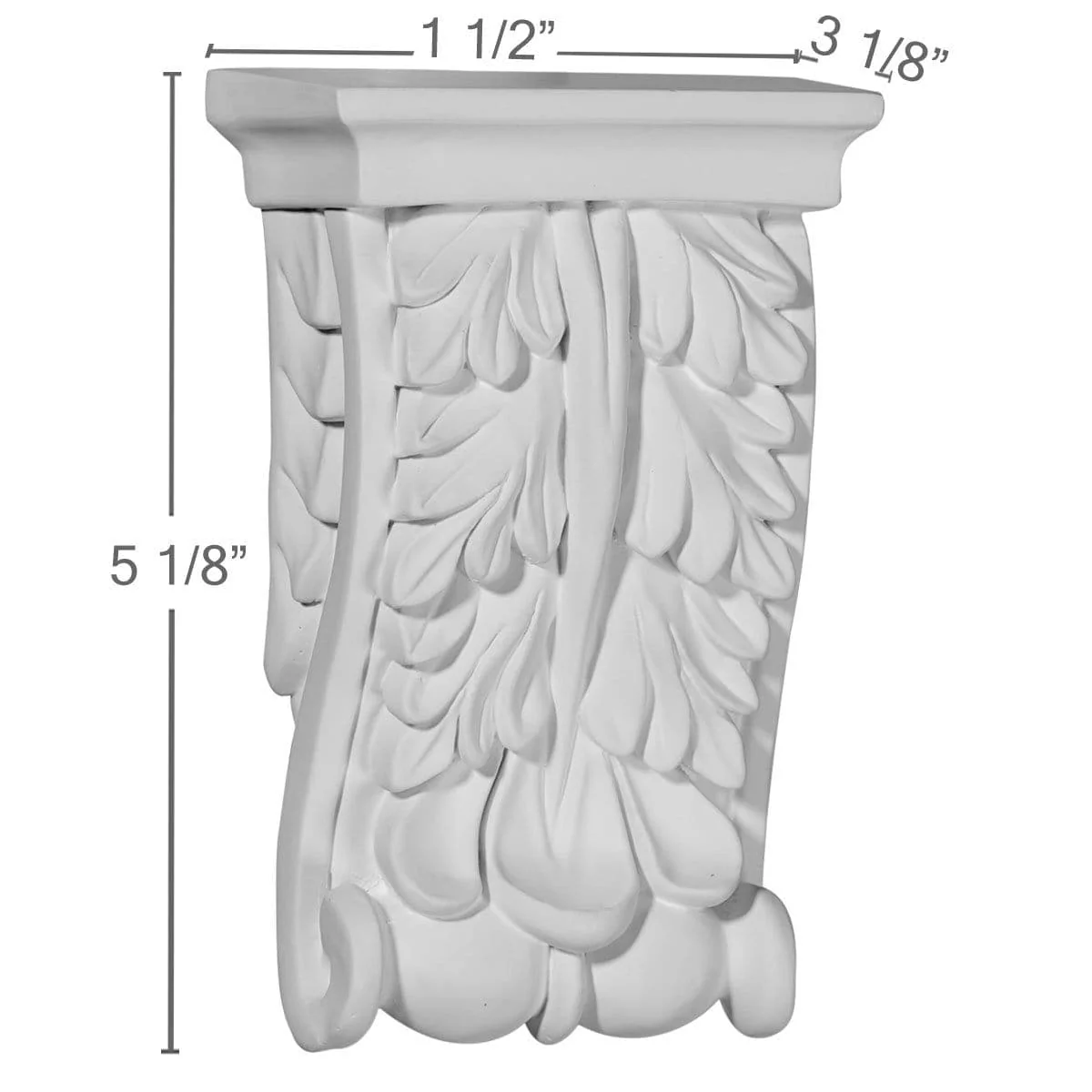 Oak Leaf Corbel, 3 1/8"W x 1 1/2"D x 5 1/8"H