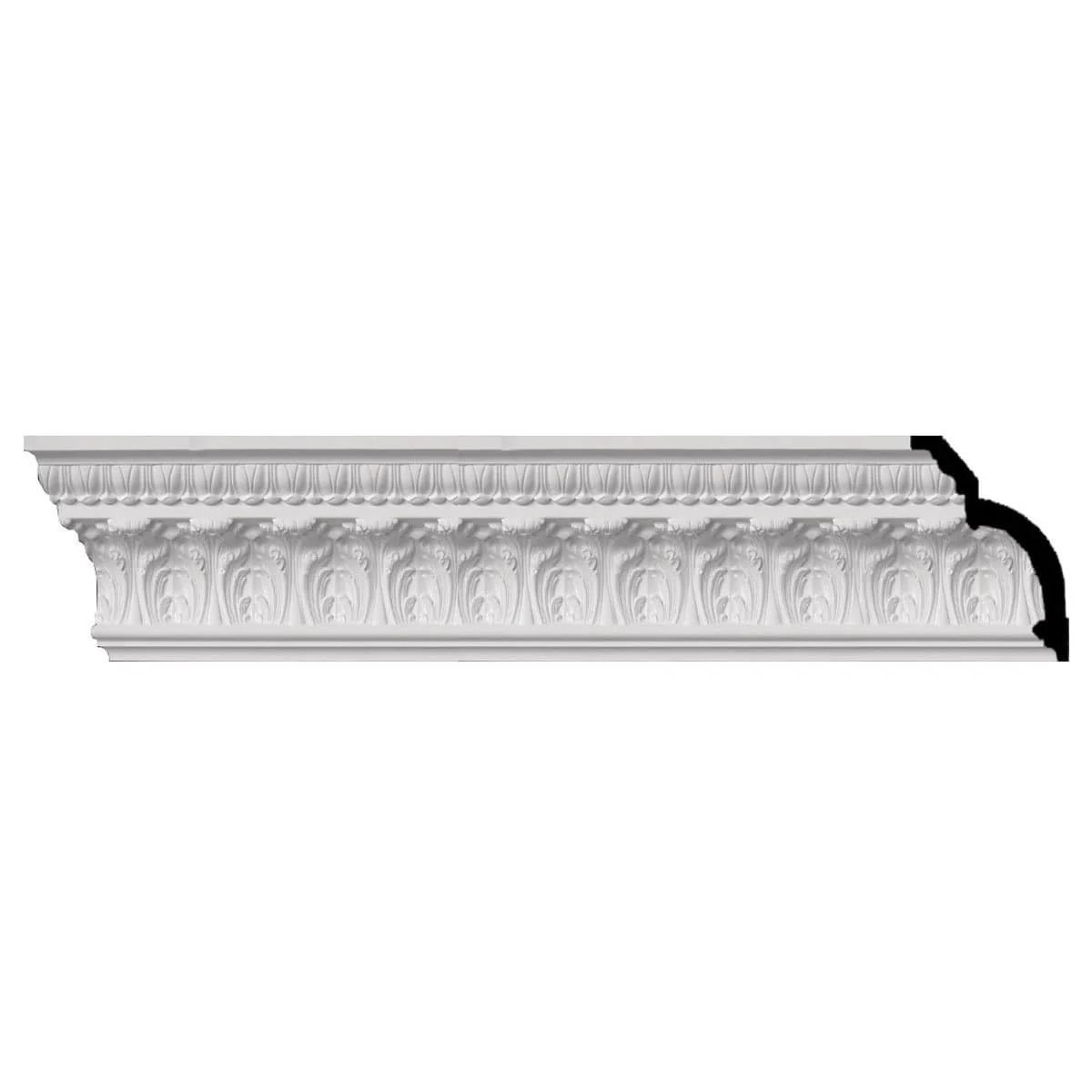 Odessa Leaf Dentil Crown Moulding, 7 3/4"H x 5 1/2"P x 9 1/2"F x 94 1/2"L