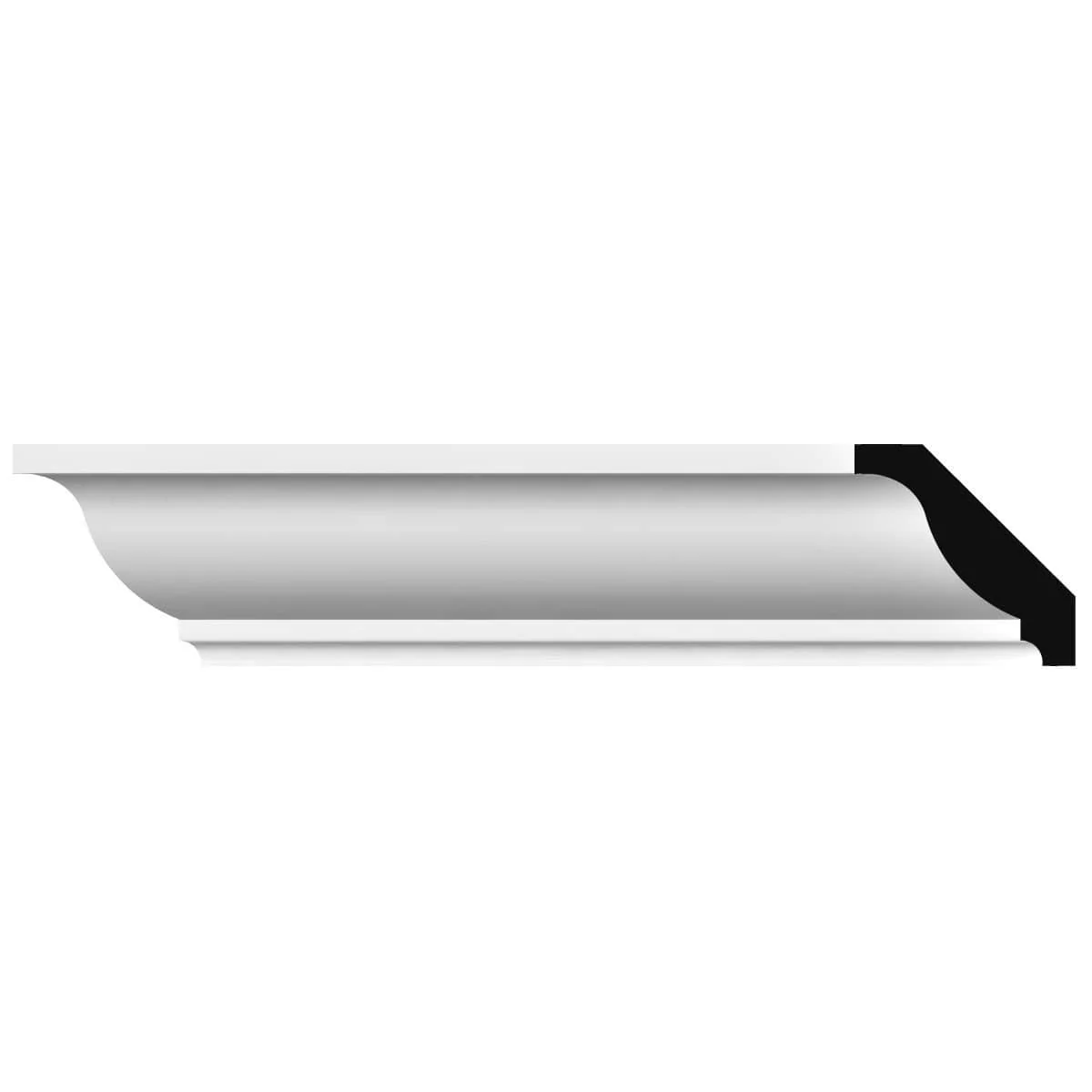 Odessa Traditional Smooth Crown Moulding, 1 5/8"H x 1 5/8"P x 2 1/4"F x 94 1/2"L