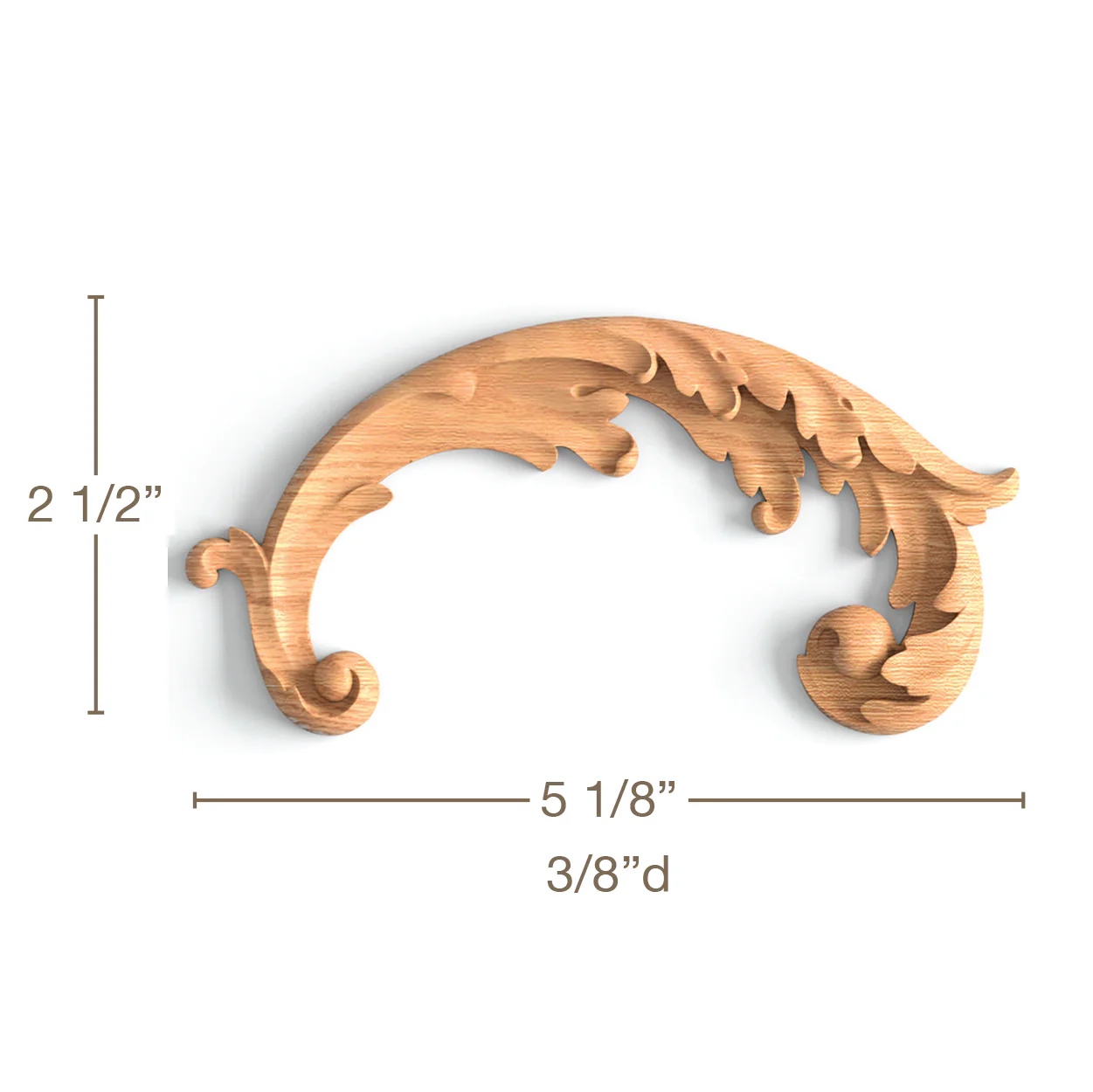Ornate Acanthus Scrolls 2, Left & Right Pair, 5 1/8"w x 2 1/2"h x 3/8"d - Image 3