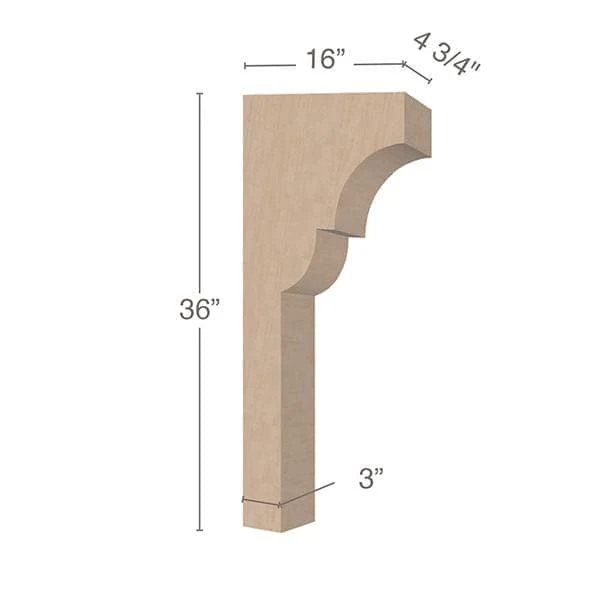Ovolo Trim To Fit Corbel, 4 3/4"w x 36"h x 16"d