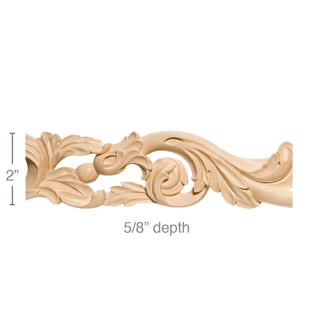 Pierced Acanthus Scrolls Frieze, 2"w x 5/8"d x 8' length, Resin is priced per 8' length