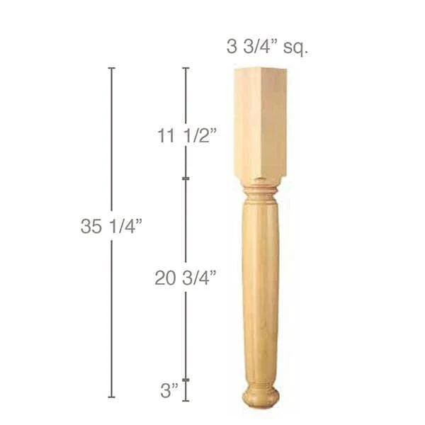 Plain English Estate Column, 3 3/4"sq. x 35 1/4"h