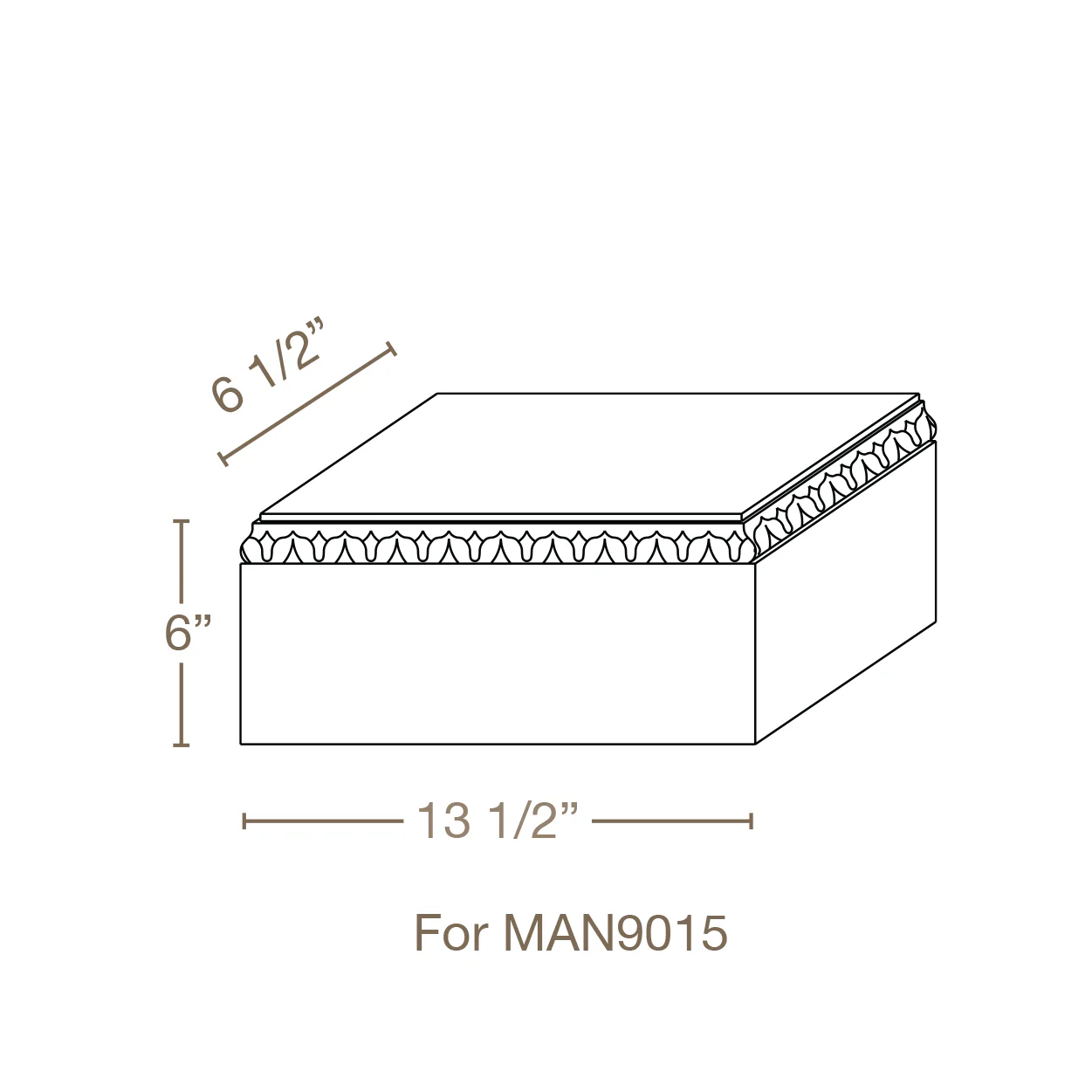 Plynth Block for MAN9015 12 1/2" x 6 1/4" x 6" Lindenwood