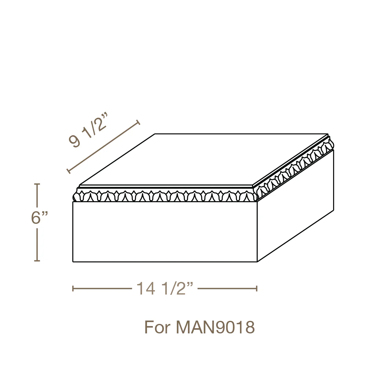Plynth Block for MAN9018 13 1/4" x 8 1/4" x 6" Lindenwood