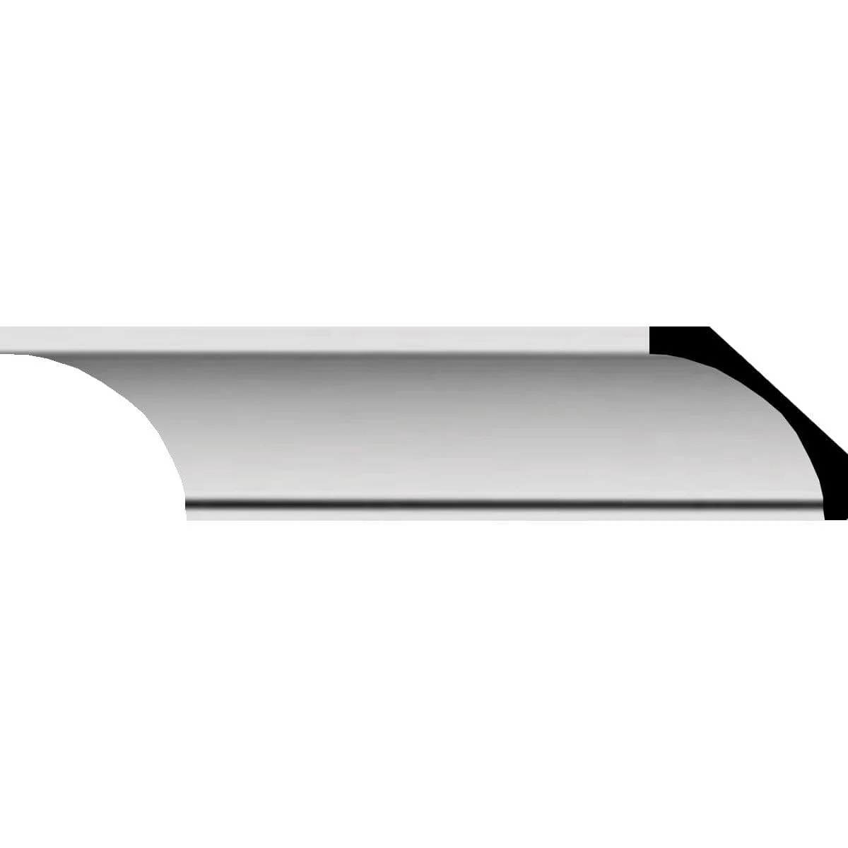 Reece Traditional Smooth Crown Moulding, 2"H x 1 7/8"P x 2 3/4"F x 94 1/2"L
