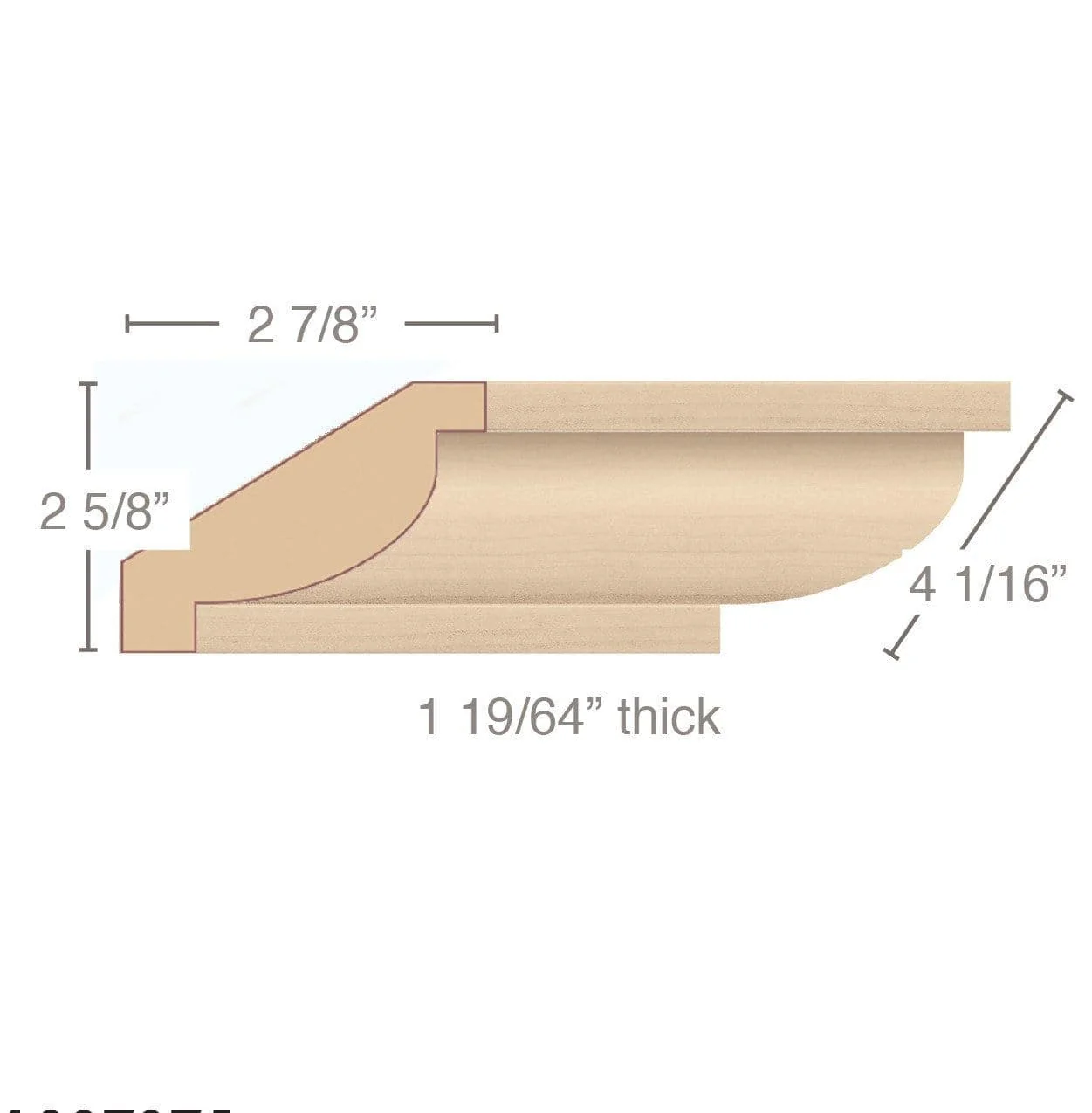 Revival Simple Crown Moulding, 4 1/16"w x 1 19/64"d x 8' length