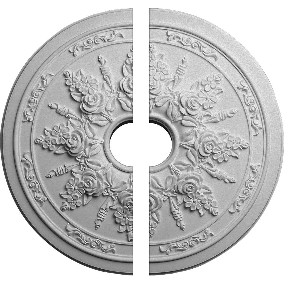 Ribbon Ceiling Medallion, Two Piece (Fits Canopies up to 4")23 5/8"OD x 4"ID x 1 1/2"P