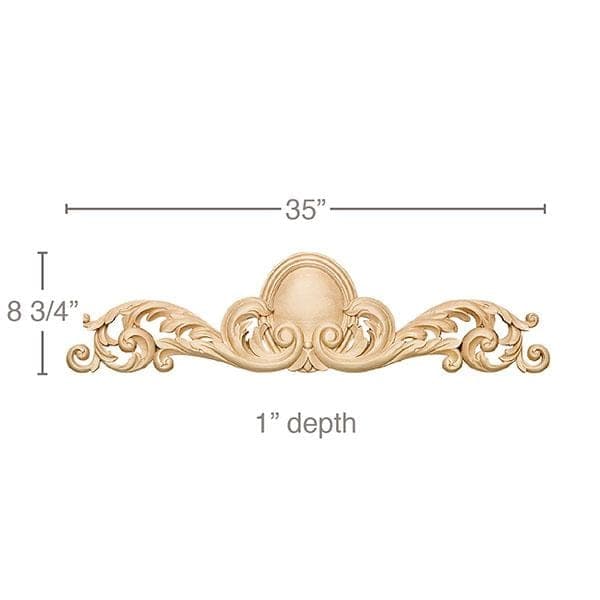 Large Rinceau Scroll w/ Center Medallion, 35w x 8 3/4h x 1d