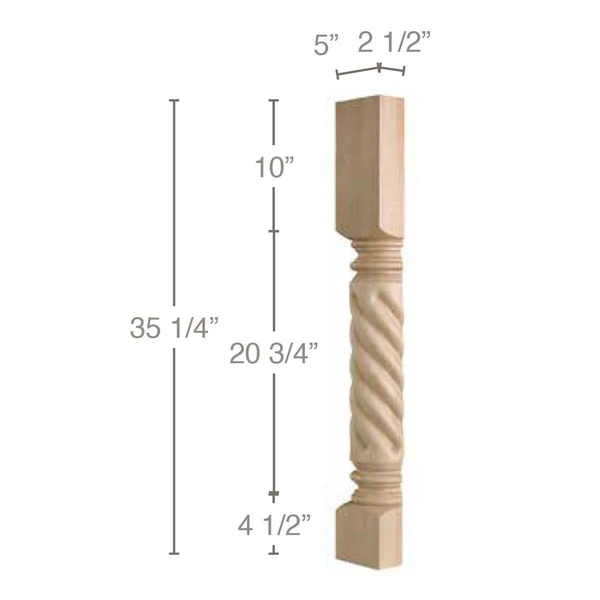 Rope Classic Column Half, 5"w x 35 1/4"h x 2 1/2"d, 1 Pair