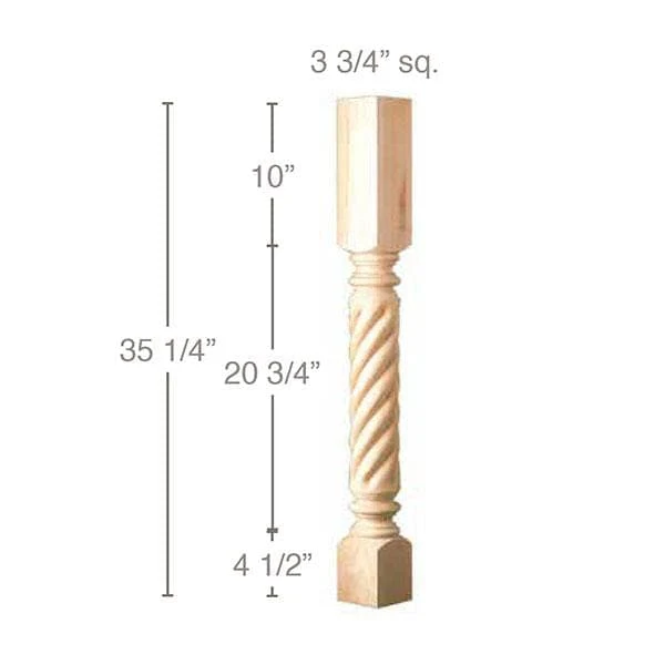 Rope Roman Classic Column, 3 3/4"sq. x 35 1/4"h