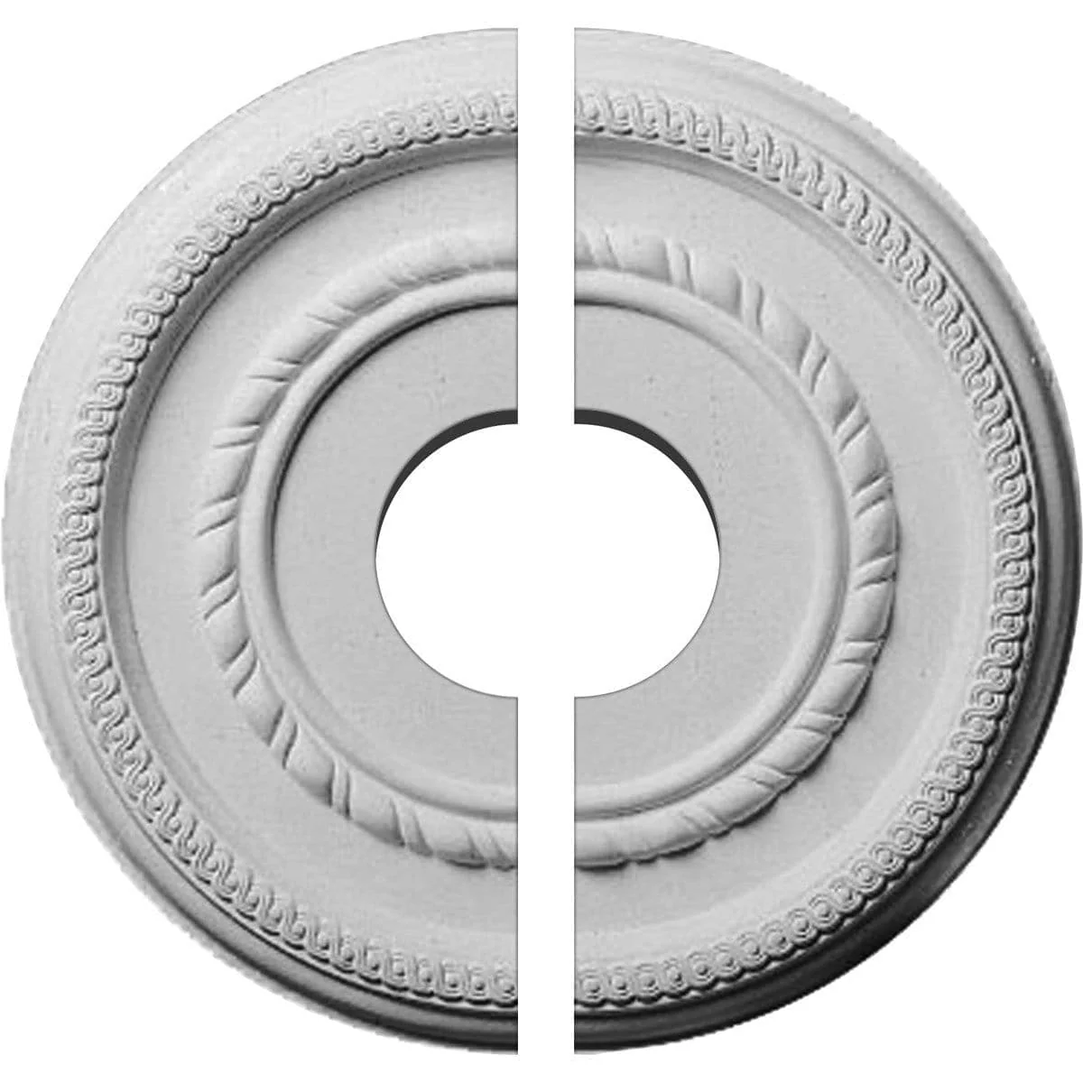 Roped Small Ceiling Medallion, Two Piece (Fits Canopies up to 6")12 5/8"OD x 3 1/2"ID x 1 1/8"P