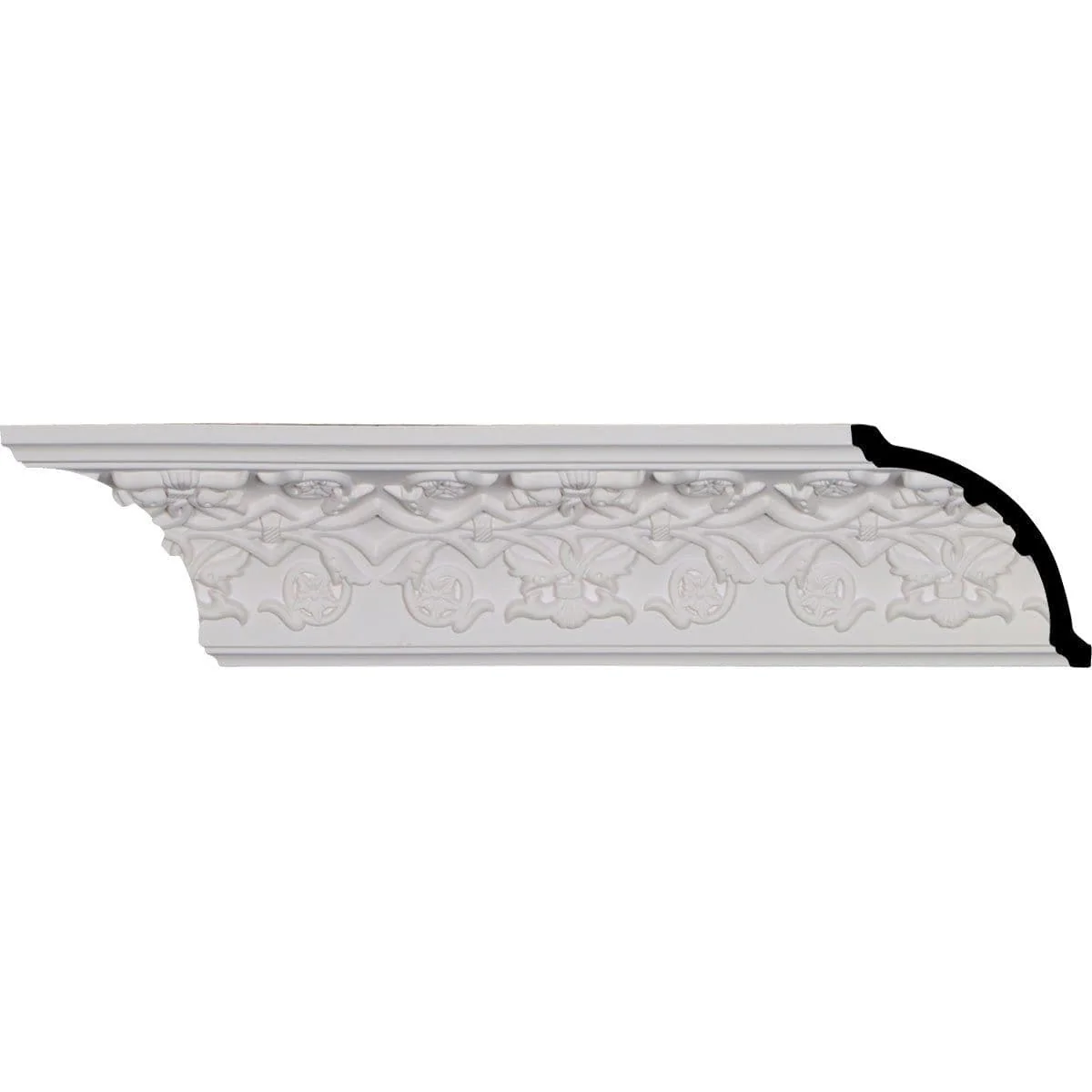 Rose Crown Moulding, 3 1/2"H x 3 1/2"P x 5"F x 94 1/2"L, (6 3/8" Repeat)