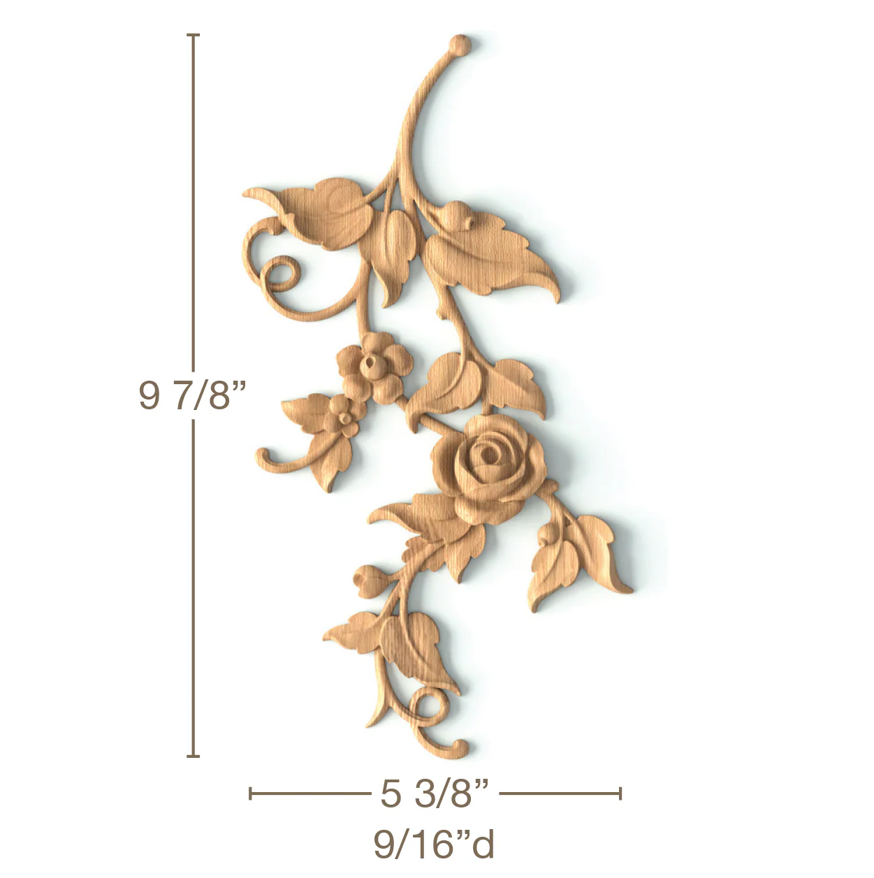 Rose DropPair, 5 3/8"w x 9 7/8"h x 9/16"d - Image 3
