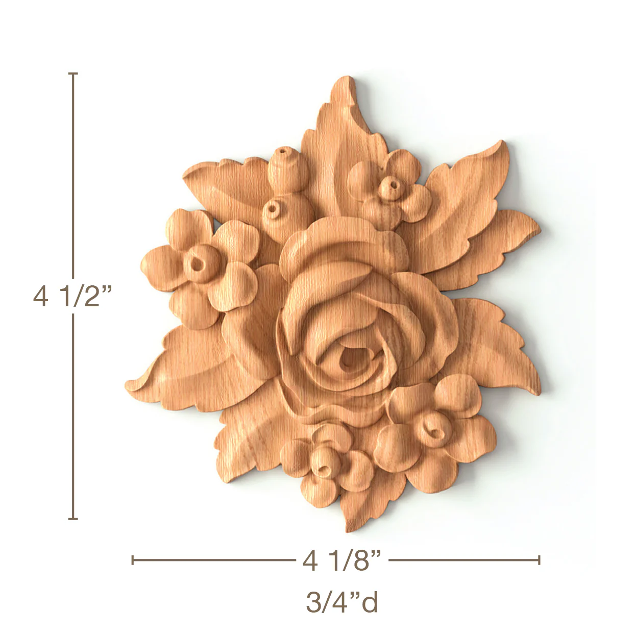 Rose with Wildflowers, 4 1/8"w x 4 1/2"h x 3/4"d, SPECIAL ORDER