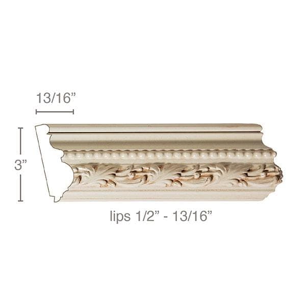 Running Leaf & Bead,  3"w x 13/16"d, (lips 1/2" to 13/16)