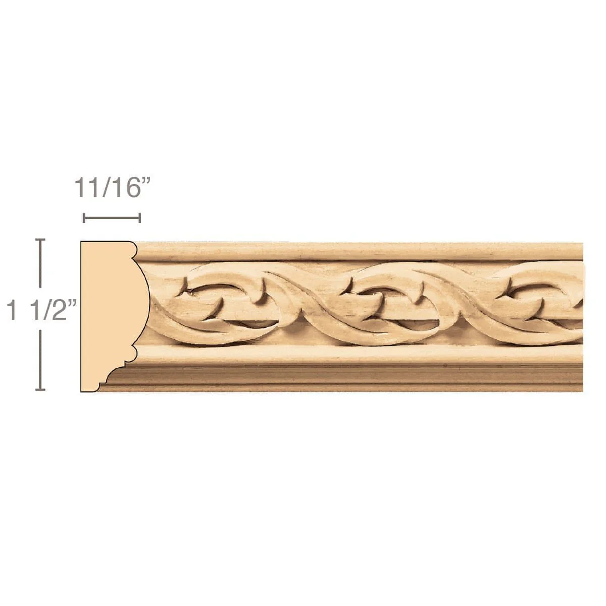 Running Leaf(Repeats 1 5/8), 1 1/2''w x 11/16''d x 8' length, Resin is priced per 8' length