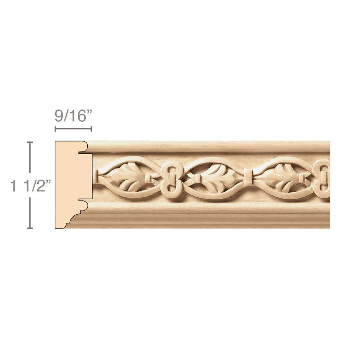 Running Palmette(Repeats 2 5/8), 1 1/2''w x 9/16''d x 8' length, Resin is priced per 8' length