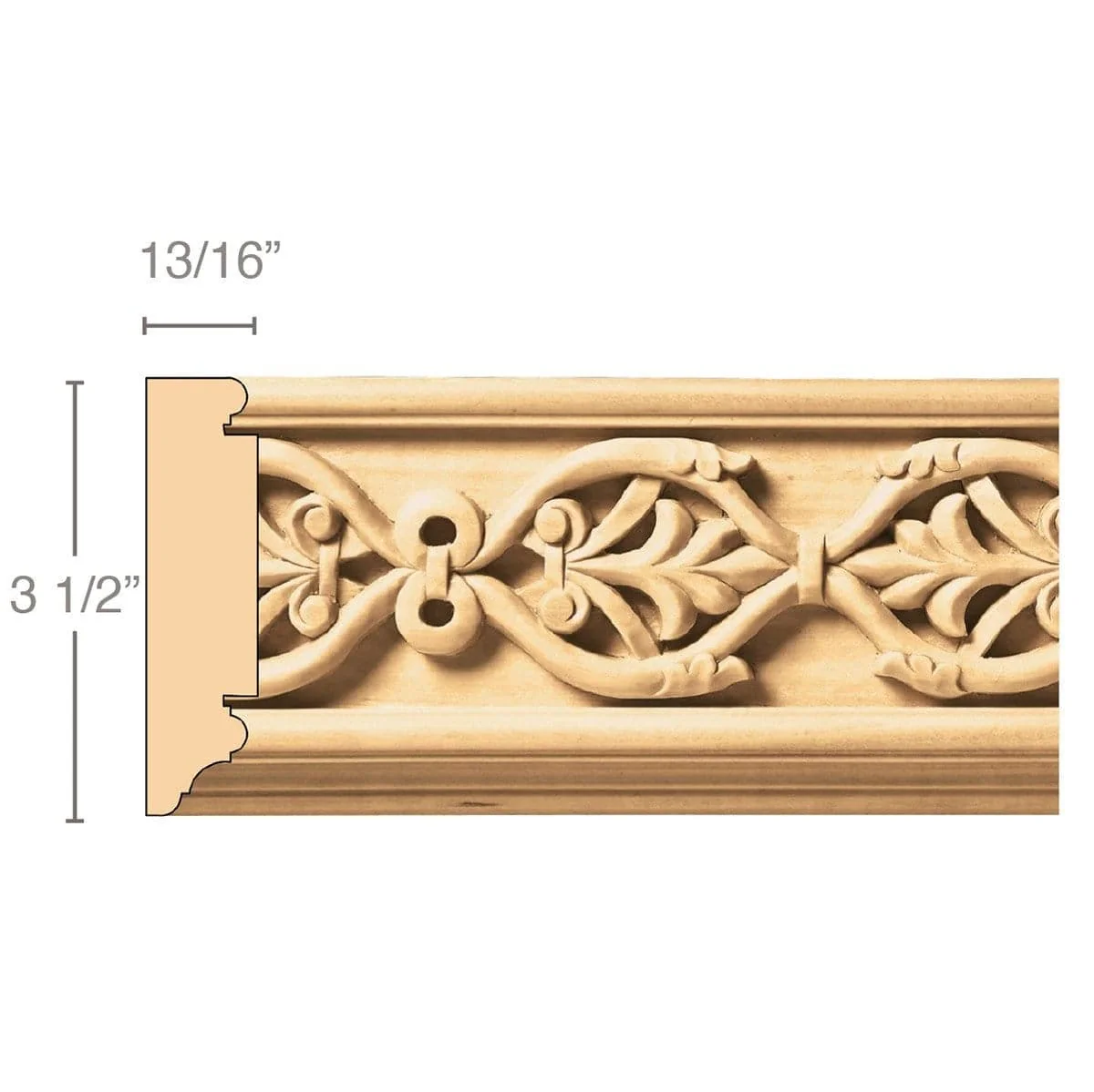 Running Palmette(Repeats 6), 3 1/2''w x 13/16''d x 8' length, Resin is priced per 8' length