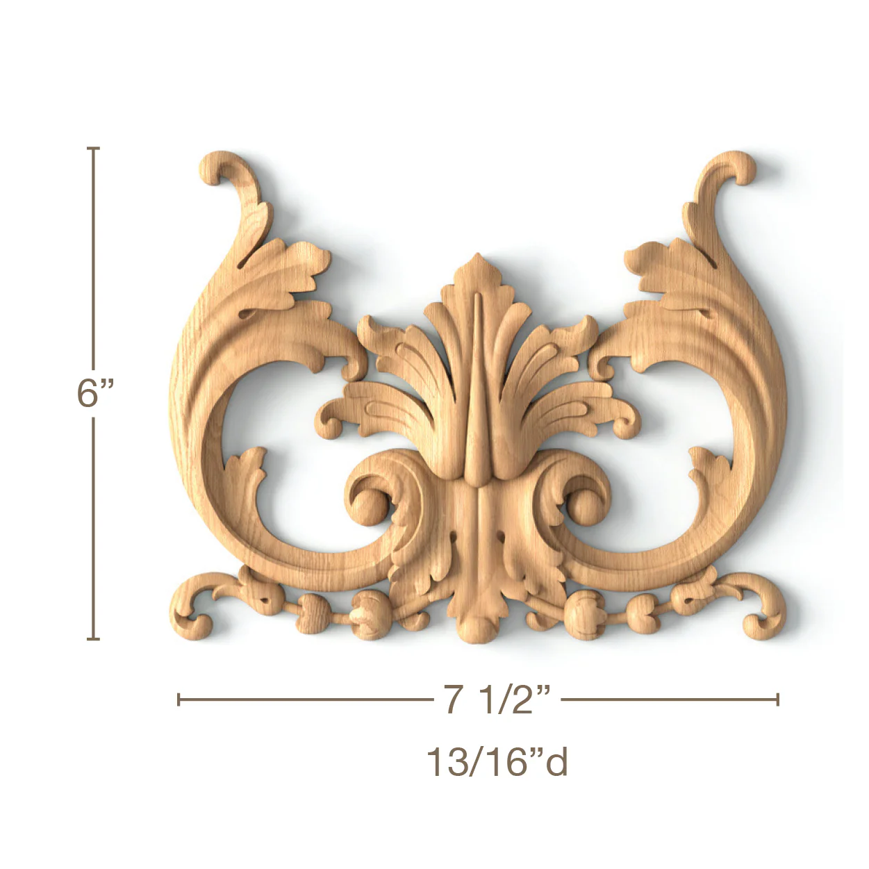 Scrolling Acanthus Crest Fits CEN552, 7 1/2"w x 6"h x13/16"d
