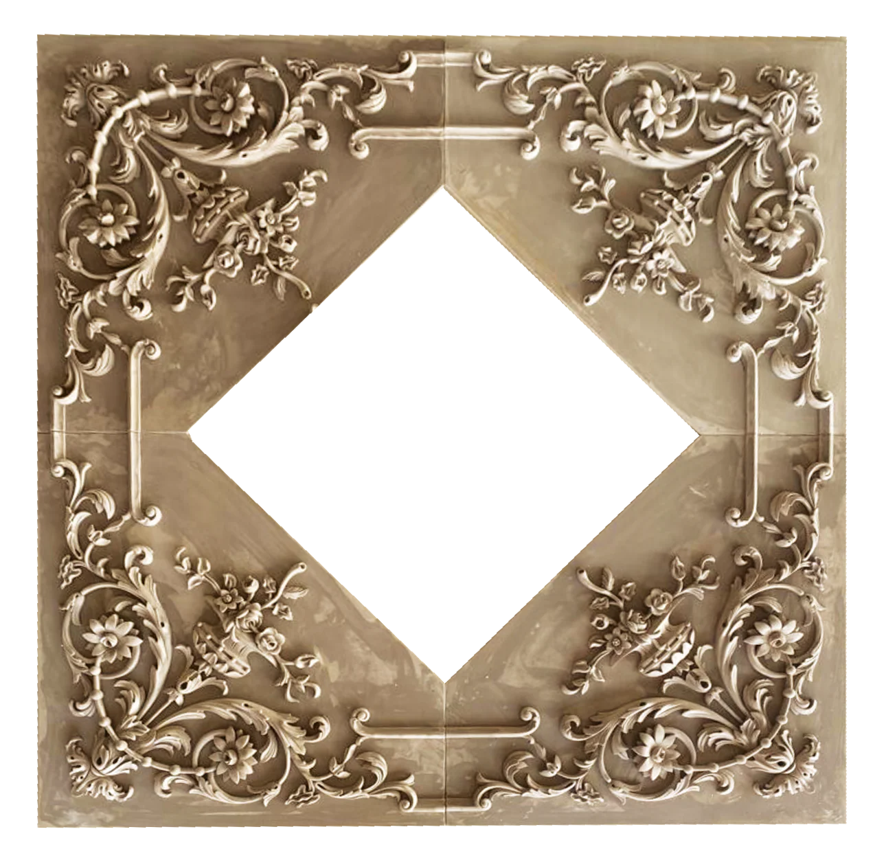 Scrolls with Vases & Flowers Medallion, 30 3/4'' x 30 3/4"x 1 1/4"d,  1 piece, Made to Order, Plaster - Image 2