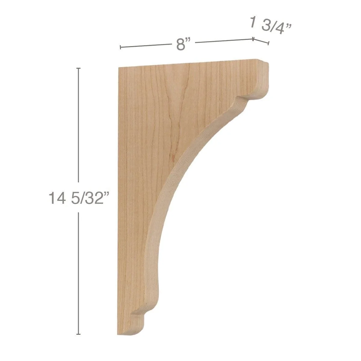 Shaker Large Bar Bracket Corbel, 1 3/4"w x 14 5/32''h x 8"d