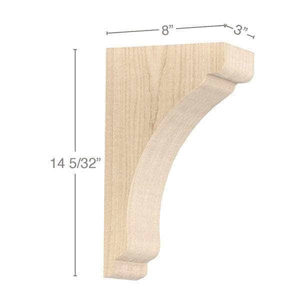Shaker Large Bar Bracket Corbel, 3"w x 14 5/32''h x 8"d