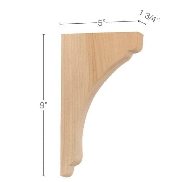 Shaker Small Bar Bracket Corbel, 1 3/4"w x 9"h x 5"d