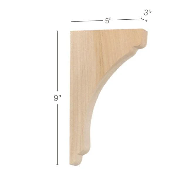 Shaker Small Bar Bracket Corbel, 3"w x 9"h x 5"d