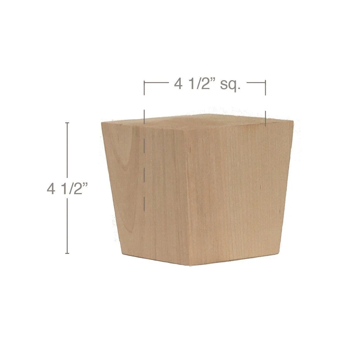 Shaker Tapered Square Bun Foot, 4 1/2"sq. x 4 1/2"h
