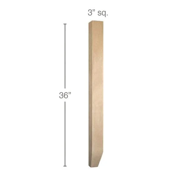 Shaker Tapered Square Island Column, 3"sq. x 36"h